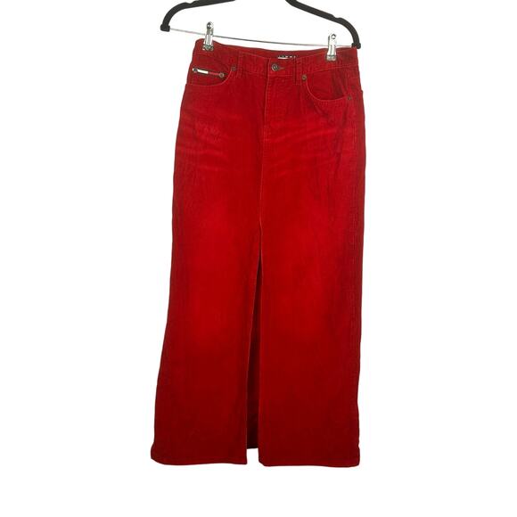 TOMMY HILFIGER y2k 2000s Red Corduroy Stretchy long Skirt size 5 - Picture 1 of 7